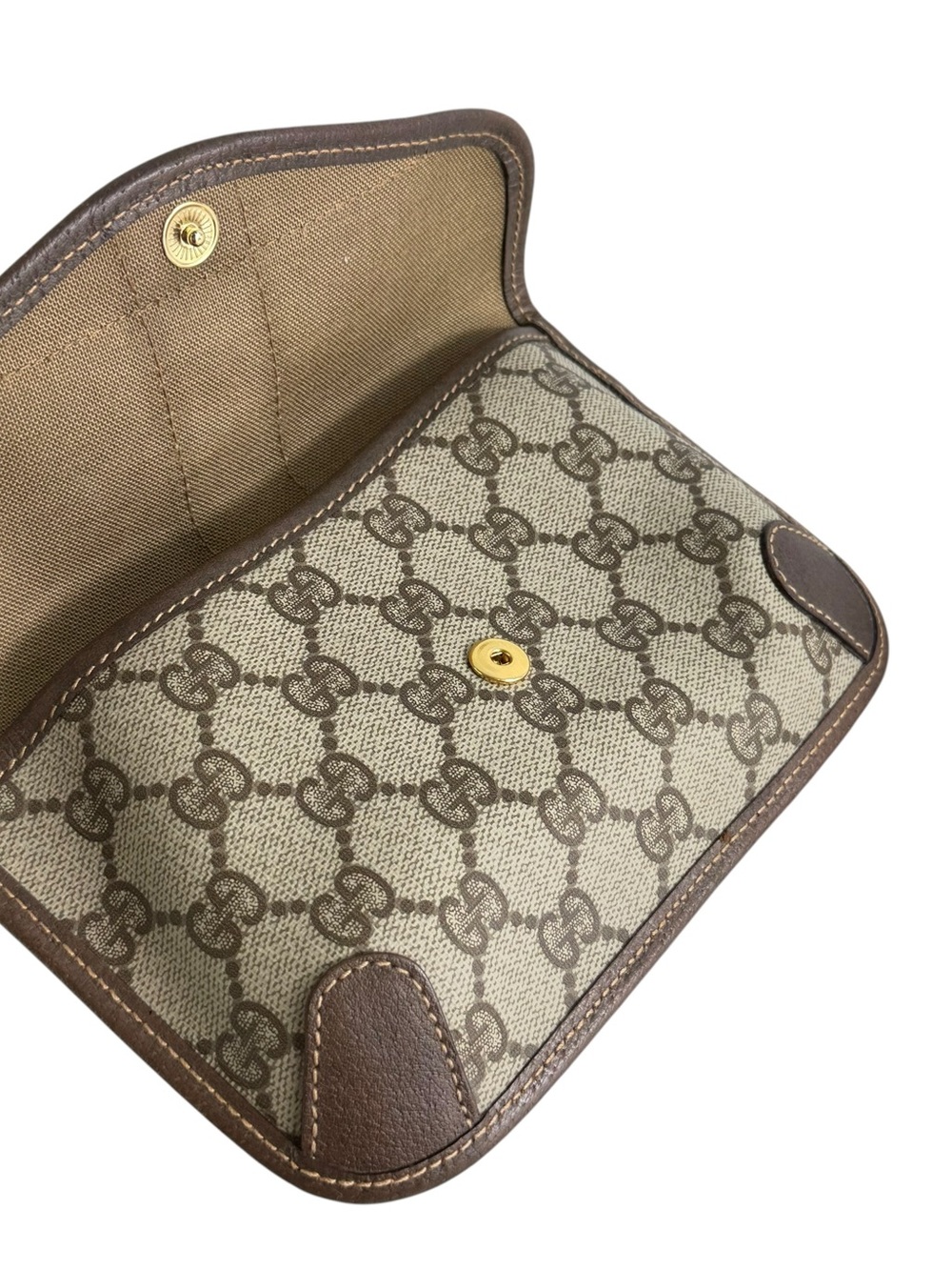 GUCCI Sherry Line Brown GG Canvas and Leather Trim Mini Clutch Pouch Coin Purse - Picture 12 of 17